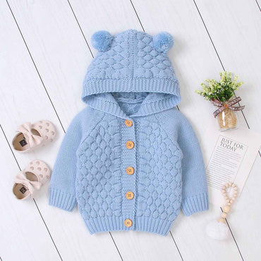 LGW Wool Ball Hooded Knitted Jacket β Soft, Warm & Stylish Winter Sweater for Kids and Toddlers